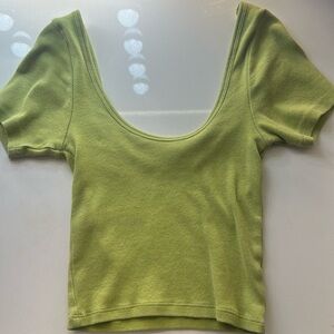 Ribbed green pacsun scoop neck crop top gently worn